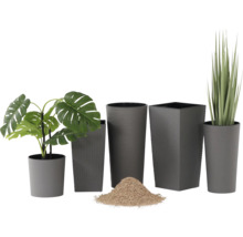 Pflanztopf Siena Garden Eco Lens Kunststoff Holz 2er-Set Ø 30 cm H 30,5 cm hellgrau inkl. Pflanzeinsatz