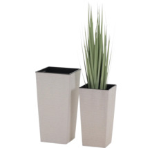 Pflanzvase Siena Garden Nizza Kunststoff Holz 2er-Set 30 x 30 x 57 cm weiß inkl. Pflanzeinsatz