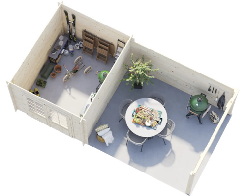 Abri de jardin Palmako Ella 6,9+10 m² 614 x 340 cm gris clair-blanc