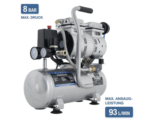 Compresseur Hyundai avec une pression maximale de 8 bars et un débit d'aspiration de 93 litres par minute