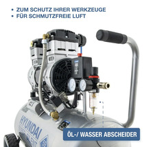 Compresseur Hyundai Super Silent avec séparateur huile et eau pour air comprimé propre et protection des outils
