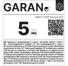 Garantie fabricant de cinq ans pour le système anti insecte Insect Stop Premium Falt