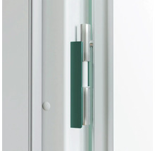 Charnière de porte d'entrée en métal, paumelle monobloc pour montage sur cadre de porte.