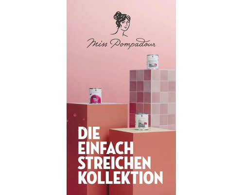 Miss Pompadour Lacke und Grundierungen für die einfache Streichkollektion präsentiert auf Podesten