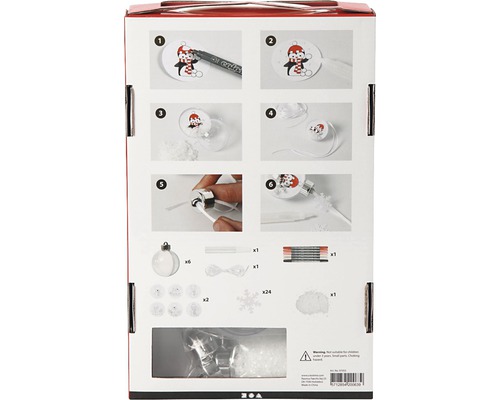 Bastelset zum Gestalten von Weihnachtskugeln mit sechs Kugeln, Stiften, Schneeflocken und Zubehör