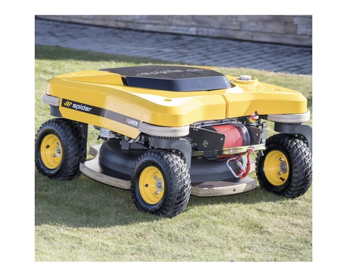 Gelber Spider Xliner Rasenmäher auf Gras