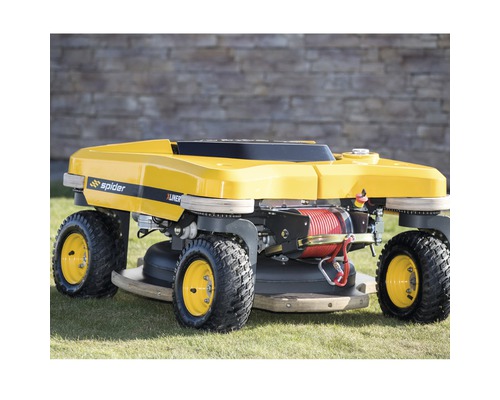 Gelber Spider X Liner Rasenmäher Roboter auf Rasen