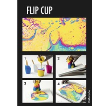 Instructions pour la technique du pouring Flip Cup avec des peintures acryliques sur une toile