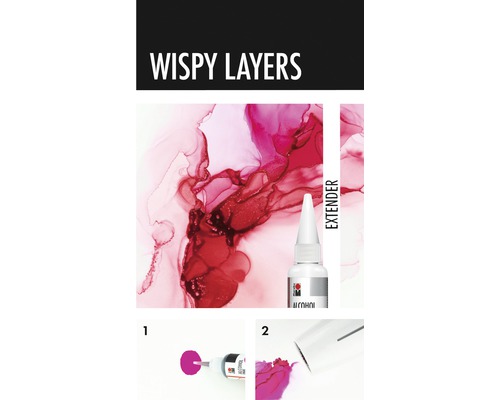 Wispy Layers Alkoholtinte und ein Bild mit einer Anleitung zur Verwendung der Tinte
