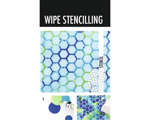 Wischtechnik Schablonenmuster mit Sechseckmuster