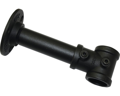 Schwarzer Rohrverbinder mit Flansch zur Wandmontage