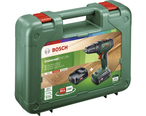 Bosch UniversalDrill 18V Perceuse-visseuse sans fil dans une valise avec batterie