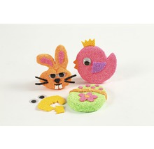 Kit de bricolage décoratif avec des motifs de Pâques : lapin, poussin et œuf