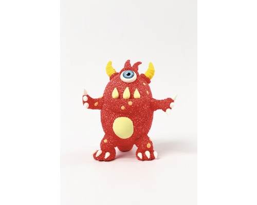 Figurine de monstre rouge avec un œil, des cornes et des dents pour la décoration