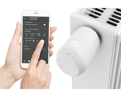 Thermostat de radiateur intelligent avec commande par application sur le radiateur