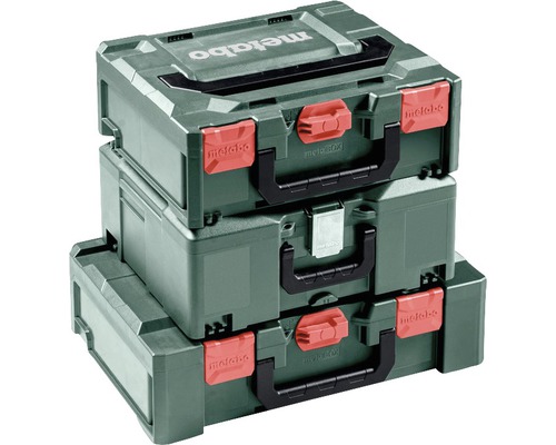 Drei Metabo Werkzeugkoffer, gestapelt