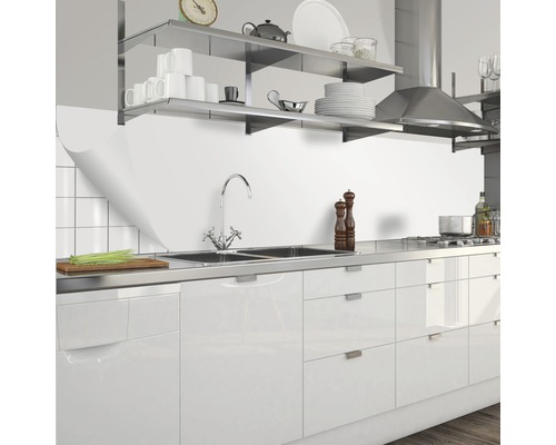 Küchenrückwand mySpotti Splash UNI weiß Unifarbe 2800 x 600 mm SP-F2-1411