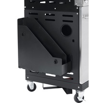 Vue détaillée d''un barbecue à gaz avec compartiment de rangement