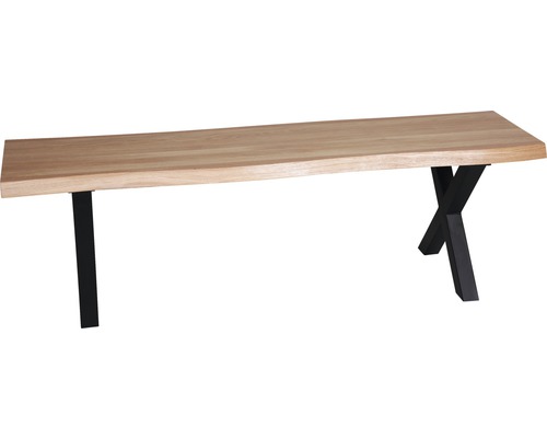 Bank aus Holz mit Beinen aus Metall