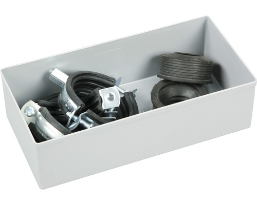 Installationsmaterialien in einer grauen Kunststoffbox