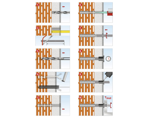Instructions pour installer une vis dans un mur