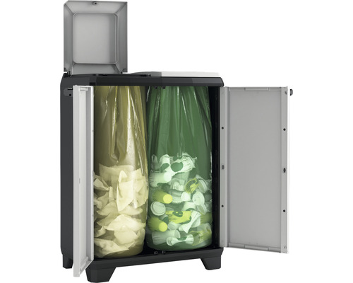 Mülltrennsystem mit zwei Behältern und separatem Deckel für Bioabfall