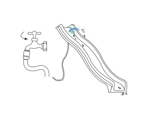 Illustration d''un toboggan aquatique avec raccordement d''eau à un robinet