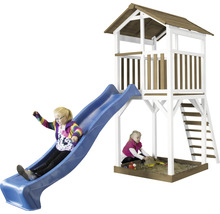 Spielturm axi Beach Tower blaue Rutsche Holz braun weiß Blau