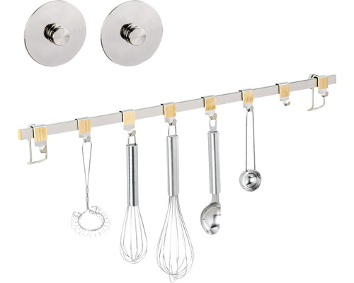 Küchenutensilien-Halterung mit Edelstahlstange und Haken zur Aufbewahrung von Küchenhelfern