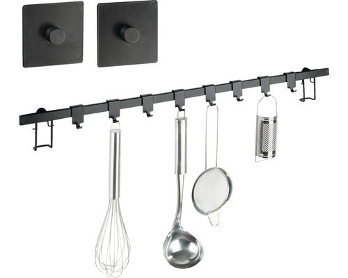 Barre de cuisine avec ustensiles de cuisine et deux crochets