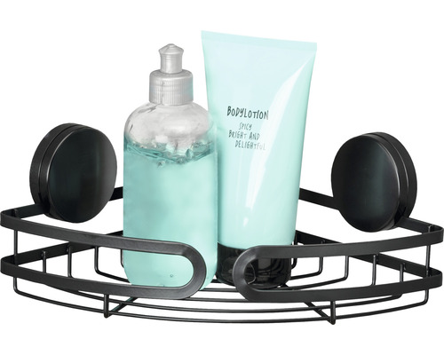 Eckregal mit Saugnäpfen, inklusive Lotion und Seife