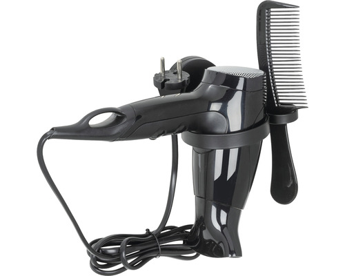 Schwarzer Haartrockner mit Kamm und Aufbewahrung
