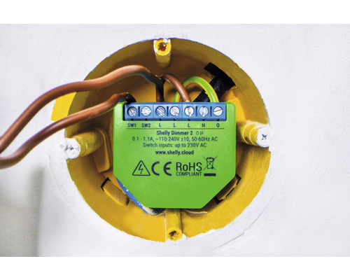 Shelly Dimmer 2 installé dans une boîte de dérivation