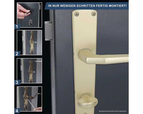 Montageanleitung für ein Türbeschlagset in wenigen Schritten.