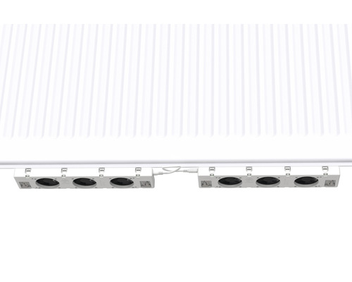 Deux ventilateurs de box de culture sous un plafond