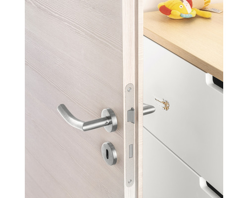 Porte intérieure avec poignée de porte et serrure