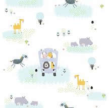 Vliestapete 38114-1 Little Love Safari blau gelb