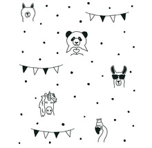 Vliestapete 38138-2 Little Love Punkte & Tiere schwarz weiß