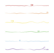 Illustration mit Regenbogenfarben, Herzen und dem Wort Liebe