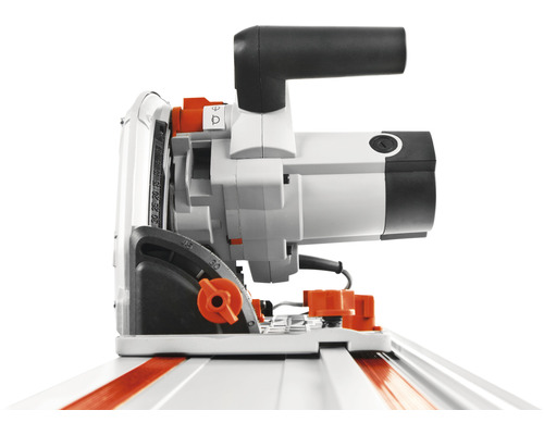 Scie plongeante sur rail de guidage