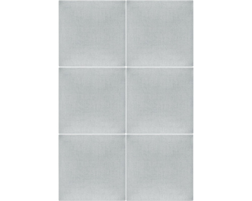 Sechs graue Fliesen im Format.