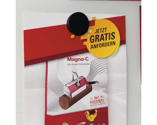 Magna-C Magnetprogramm Broschüre mit Magnet befestigt