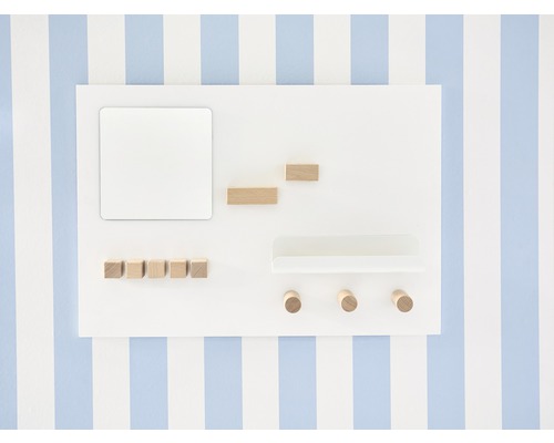 Wandgarderobe mit Spiegel, Ablage, Haken und Holzdetails