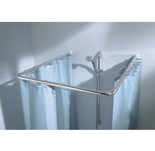 Tringle à rideau de douche en forme de U avec rideau de douche et pommeau de douche