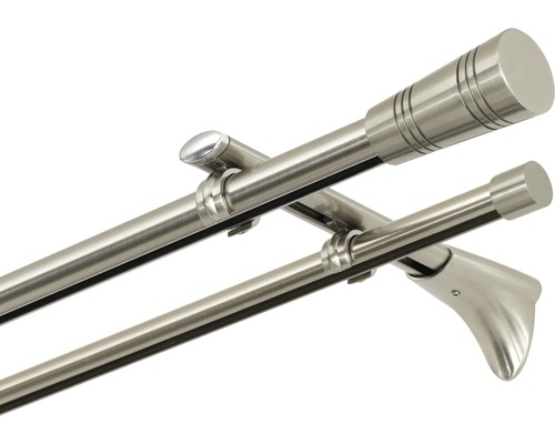 Doppelgardinenstange aus Metall mit Endstücken und Halterungen
