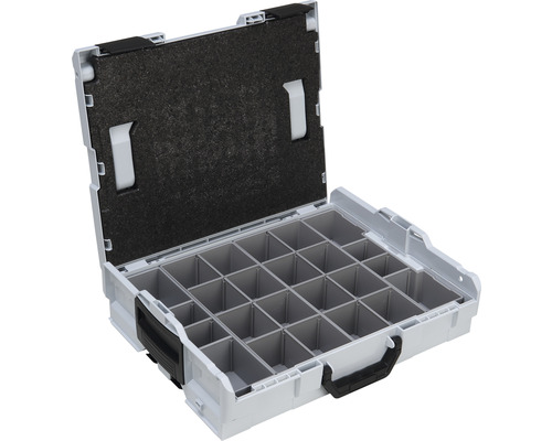 Geöffnete Werkzeugkiste mit Fächern zur Aufbewahrung