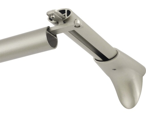 Detailansicht einer Gardinenstange mit Träger