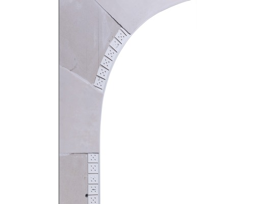 Catnic Rundbogenprofil PVC weiß 3000 mm x 25 mm x 25 mm Detailaufnahme eines Mauerdurchbruchs mit Trockenbauweise