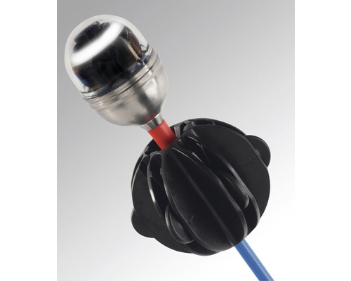 Rohrreinigungsgerät mit Kamerakopf und Führungskugel