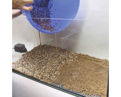Remplissage d''un aquarium avec du substrat et du gravier